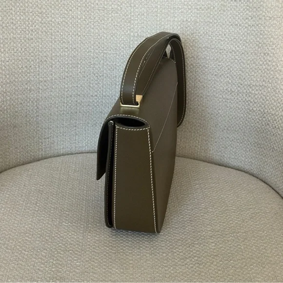 DeMellier Dark Olive Crossbody / Shoulder Smooth Leather Bag with Gold Hardware - Picture 4 of 11